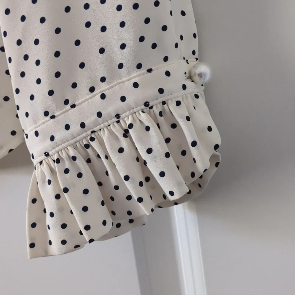 Talbots - Ruffle Trim Blouse - Polka Dot - Picture 3 of 11